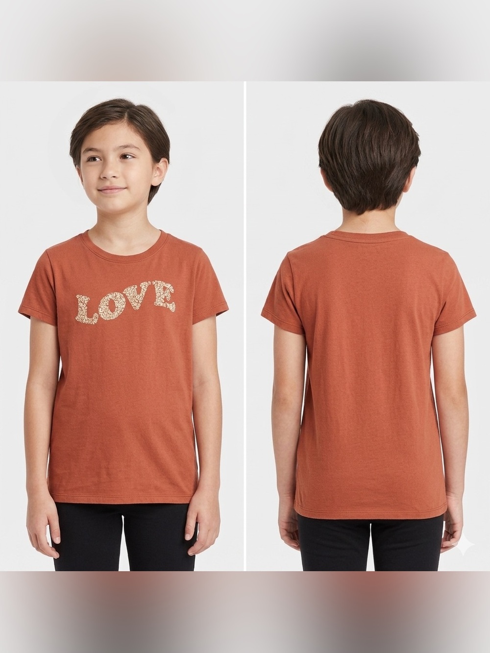 Cat & Jack Rust Orange 'LOVE' Graphic Tee